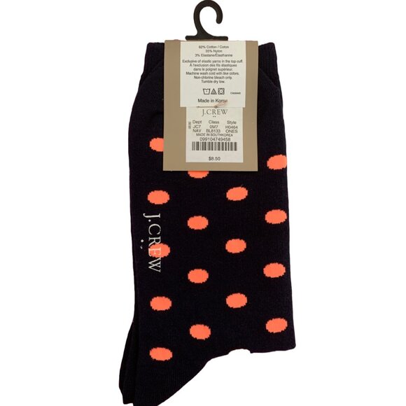 NWT J.CREW Women's Navy Blue Polka Dot Trouser Socks - Picture 2 of 3